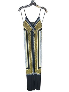INC International Concepts Black and Gold Paisley Maxi Dress